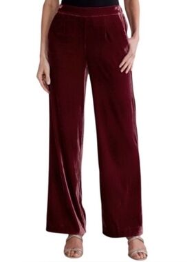 Soft Surroundings Aria Velvet Wide Leg Pants Pull On Burgundy Red Womens Sz- XL